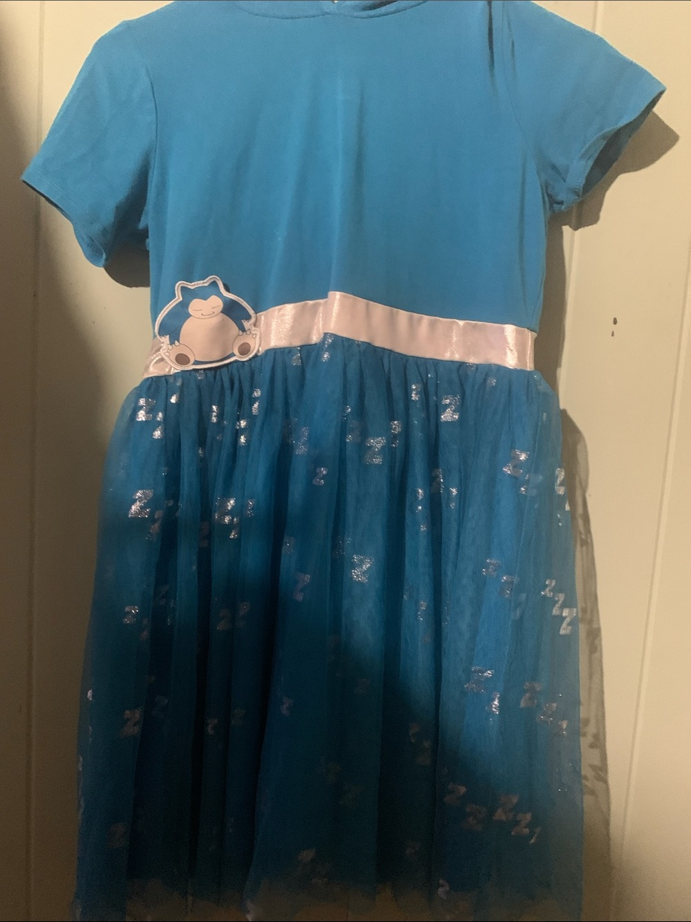 Pokemon Blue Tulle Dress with Satin Waistband